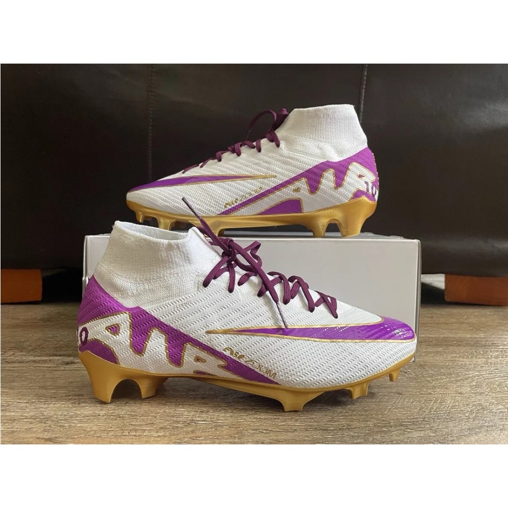 Nike Zoom Superfly 9 Elite FG “NBY” White Purple Gold 8.5M/10W FN6746-901